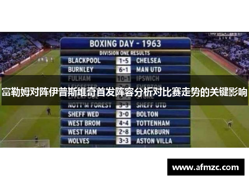 富勒姆对阵伊普斯维奇首发阵容分析对比赛走势的关键影响